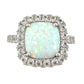 Cushion Cut Lab Created White Opal and White Topaz Ring Size 7 --  A+ Stuff ring
