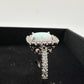 Cushion Cut Lab Created White Opal and White Topaz Ring Size 7 --  A+ Stuff ring