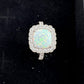 Cushion Cut Lab Created White Opal and White Topaz Ring Size 7 --  A+ Stuff ring