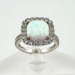 Cushion Cut Lab Created White Opal and White Topaz Ring Size 7 --  A+ Stuff ring