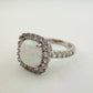 Cushion Cut Lab Created White Opal and White Topaz Ring Size 7 --  A+ Stuff ring