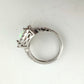 Cushion Cut Lab Created White Opal and White Topaz Ring Size 7 --  A+ Stuff ring
