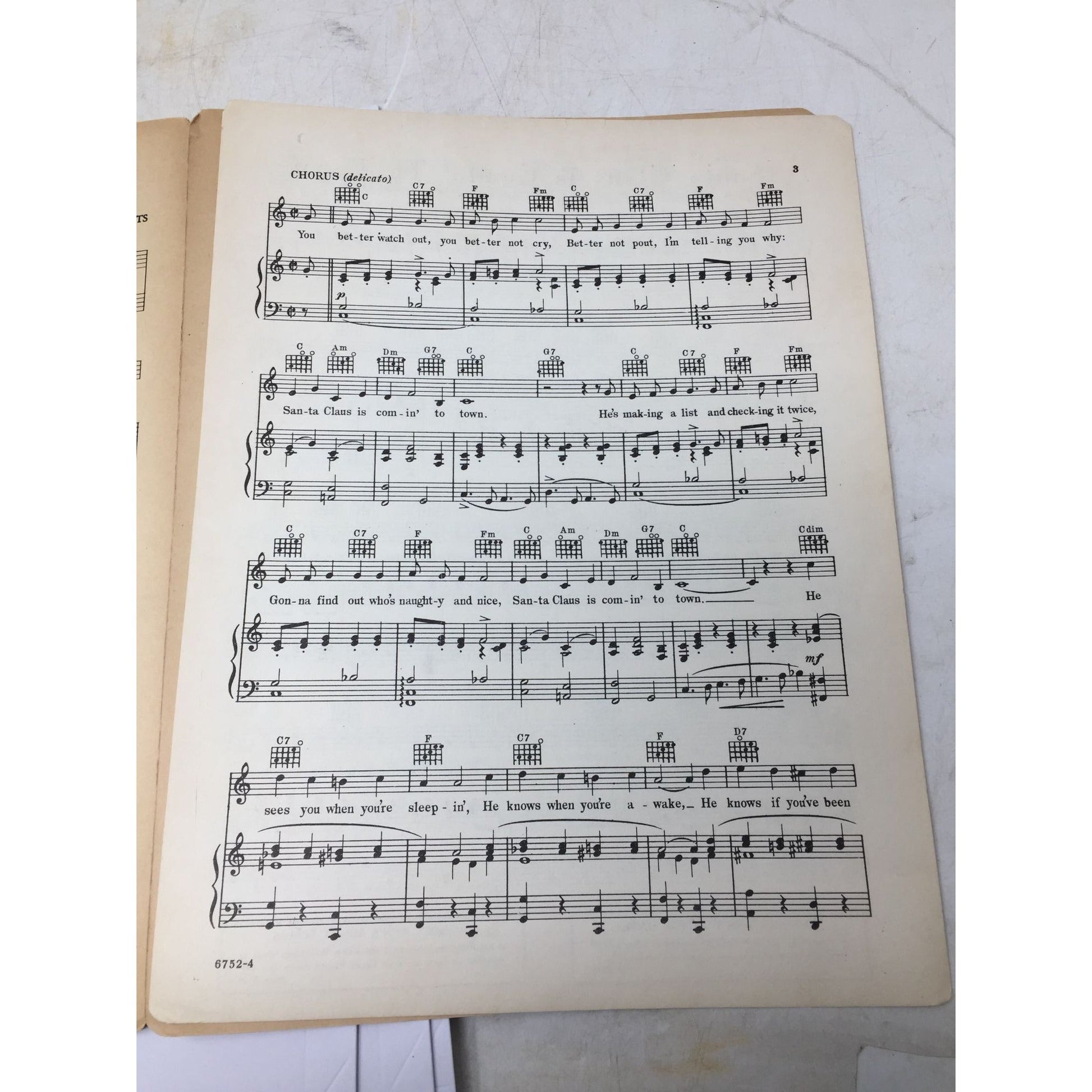 vintage 1934 "Santa Claus Is Comin' to Town" piano sheet music A+ Stuff  A+ Stuff