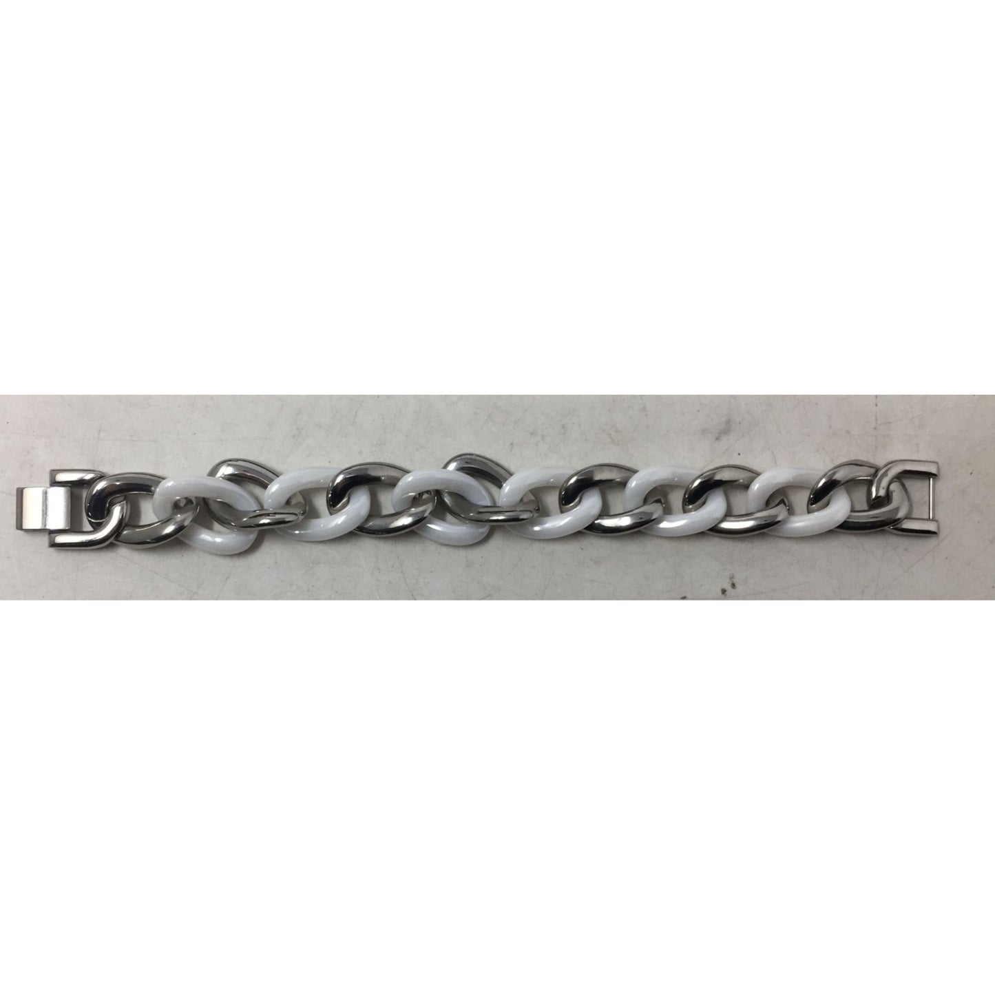 Women's White and Silver Chunky Link Bracelet