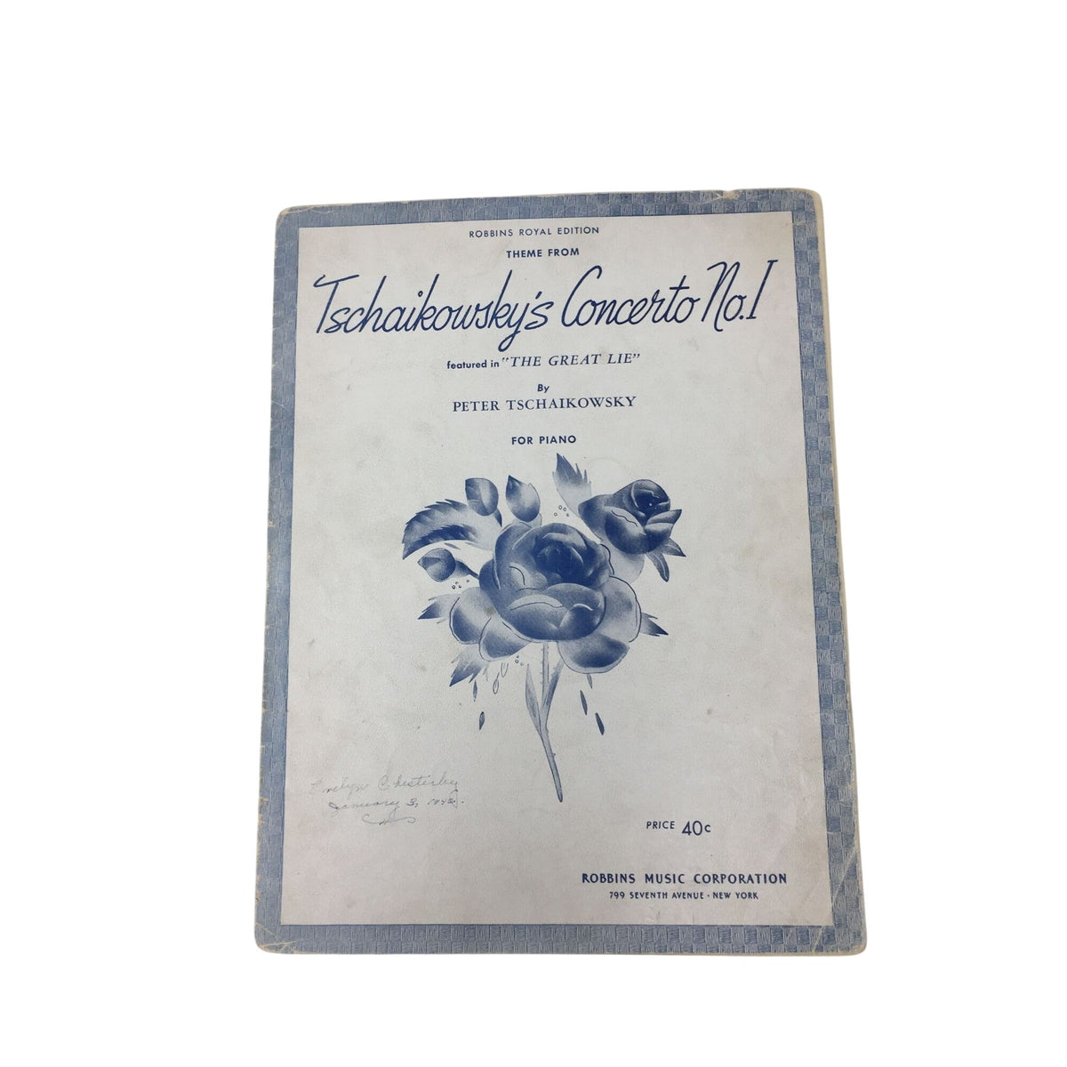 Vintage 1941 Piano Sheet Music copy of "Theme from Tschaikowsky's Concerto No. 1" A+ Stuff  A+ Stuff Sheet Music