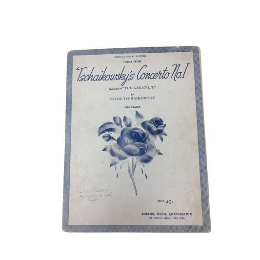 Vintage 1941 Piano Sheet Music copy of "Theme from Tschaikowsky's Concerto No. 1" A+ Stuff  A+ Stuff Sheet Music