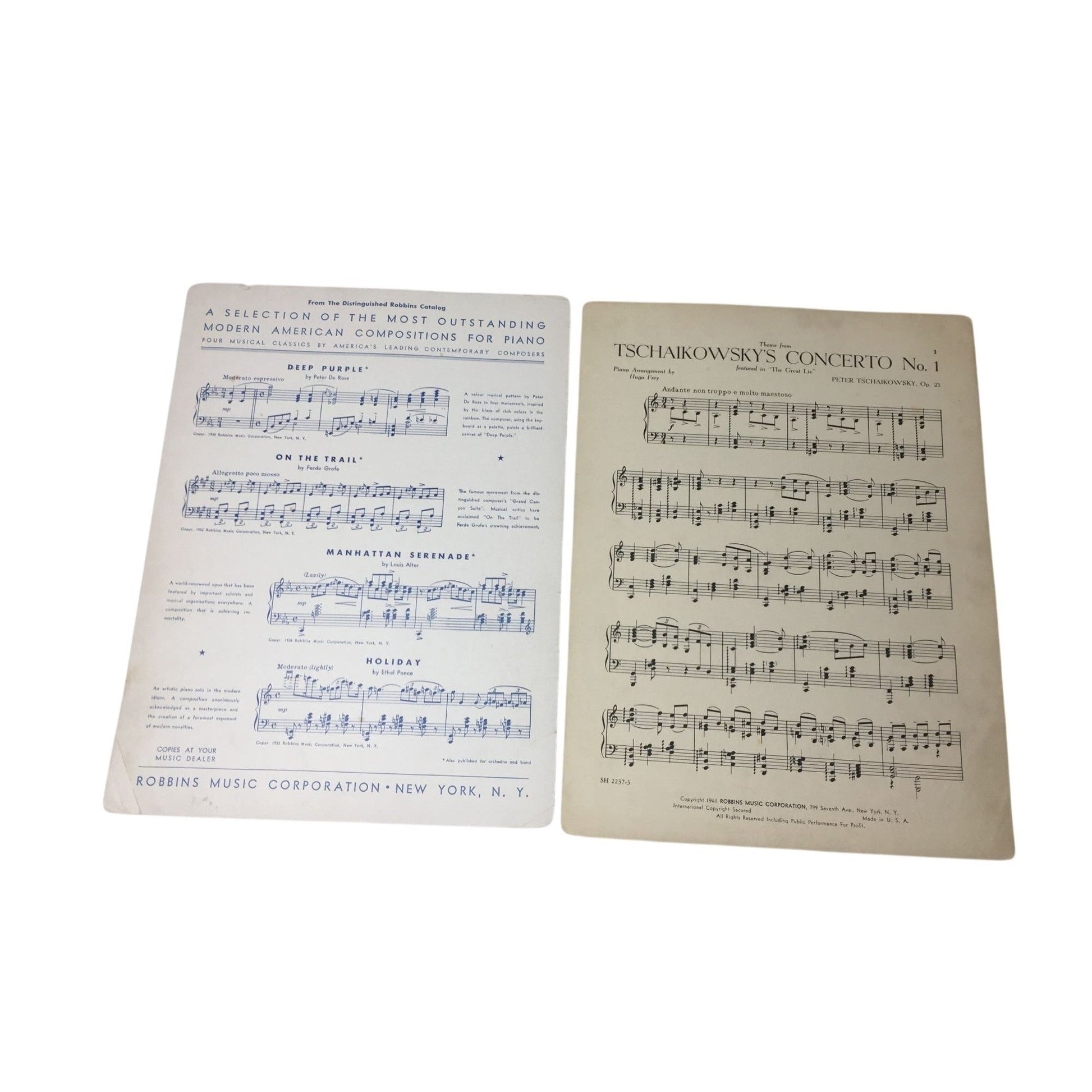 Vintage 1941 Piano Sheet Music copy of "Theme from Tschaikowsky's Concerto No. 1" A+ Stuff  A+ Stuff Sheet Music