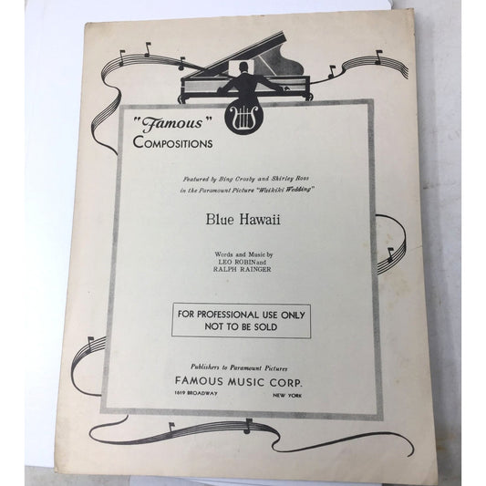 Vintage 'Blue Hawaii' Sheet Music - A+ Stuff