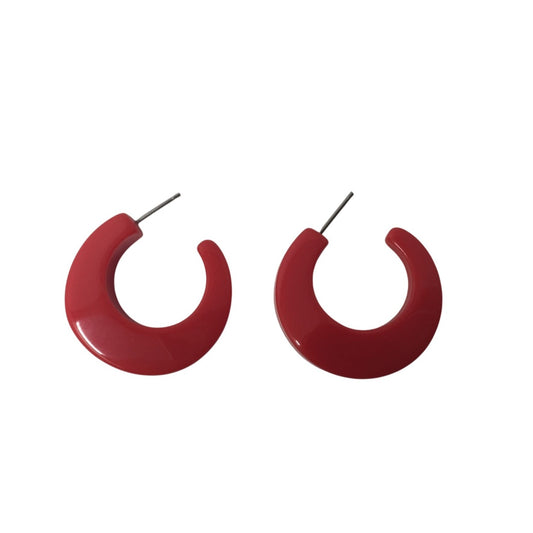 Womens Chunky Red Hoop Earrings (no backs)