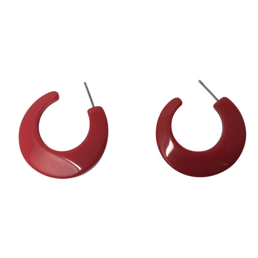 Womens Chunky Red Hoop Earrings (no backs)