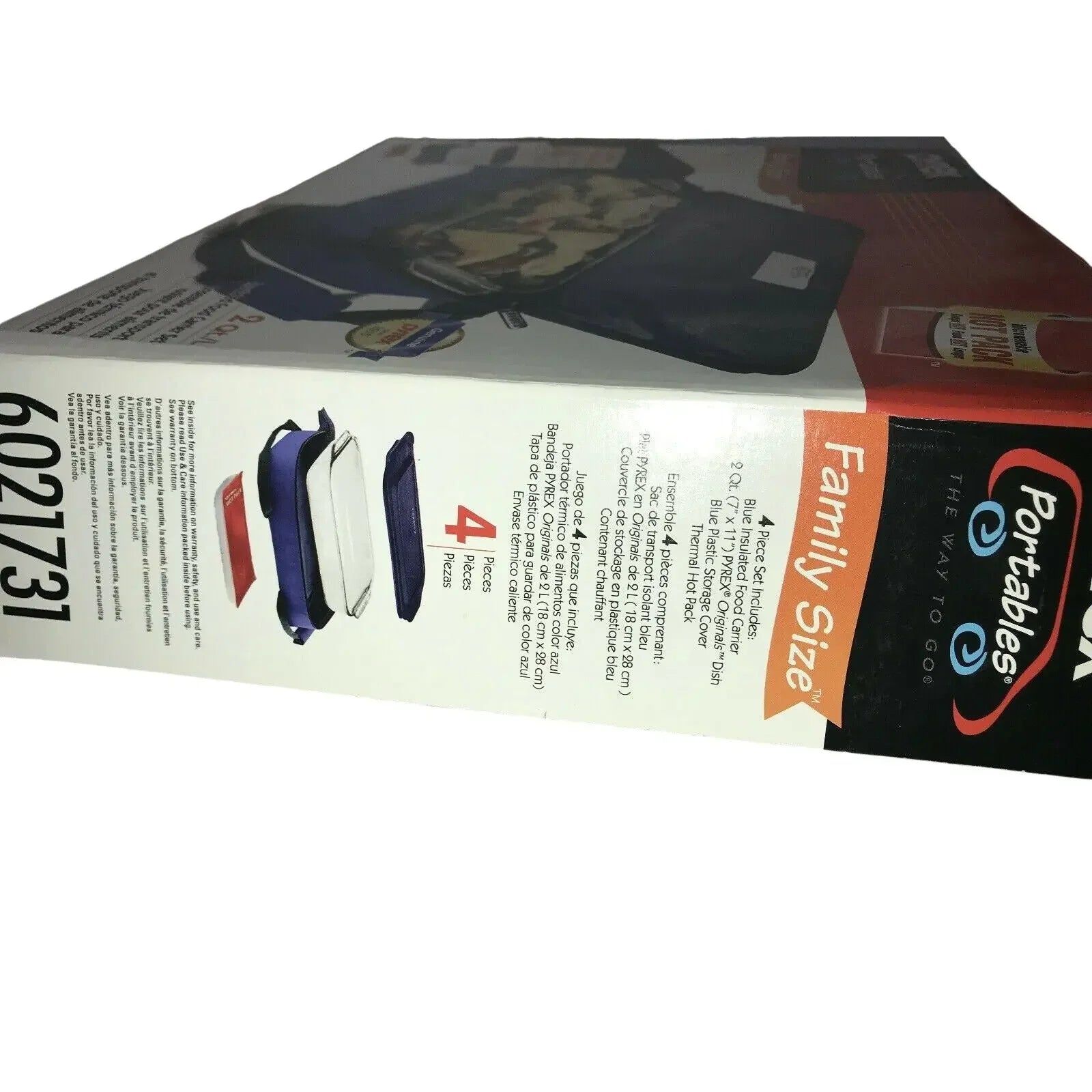 Family size portable food storage set box with blue insulated holders and 4 piece containers