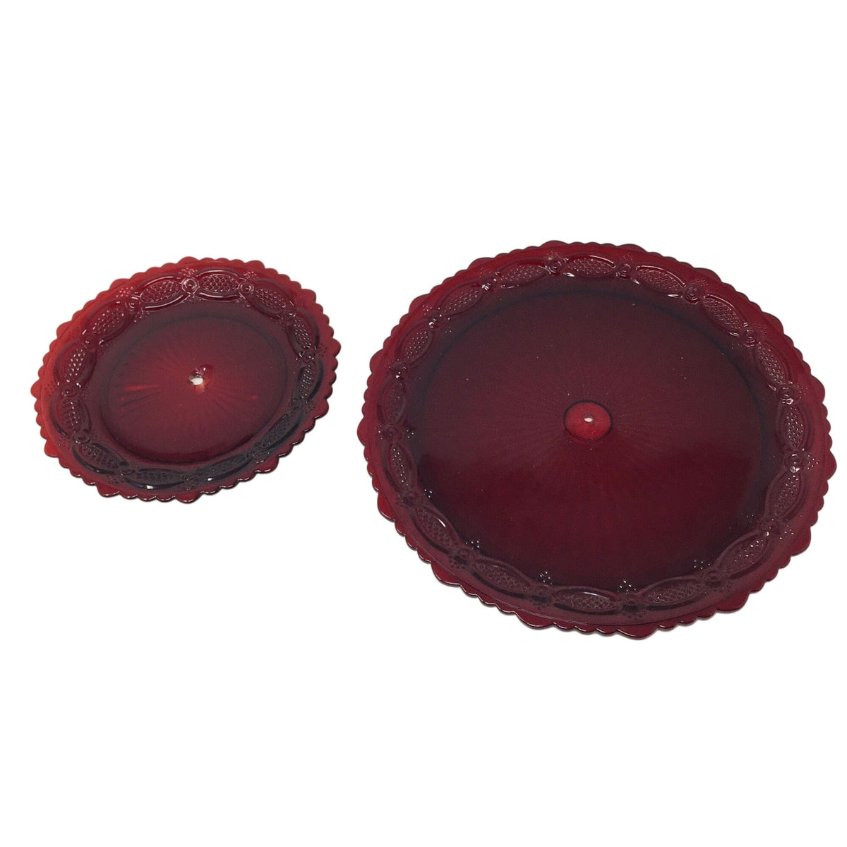 Vintage Avon 1876 Cape Cod Ruby Red Glass Two Tier Server ( Tidbit Tray / Dessert Stand) Avon  A+ Stuff