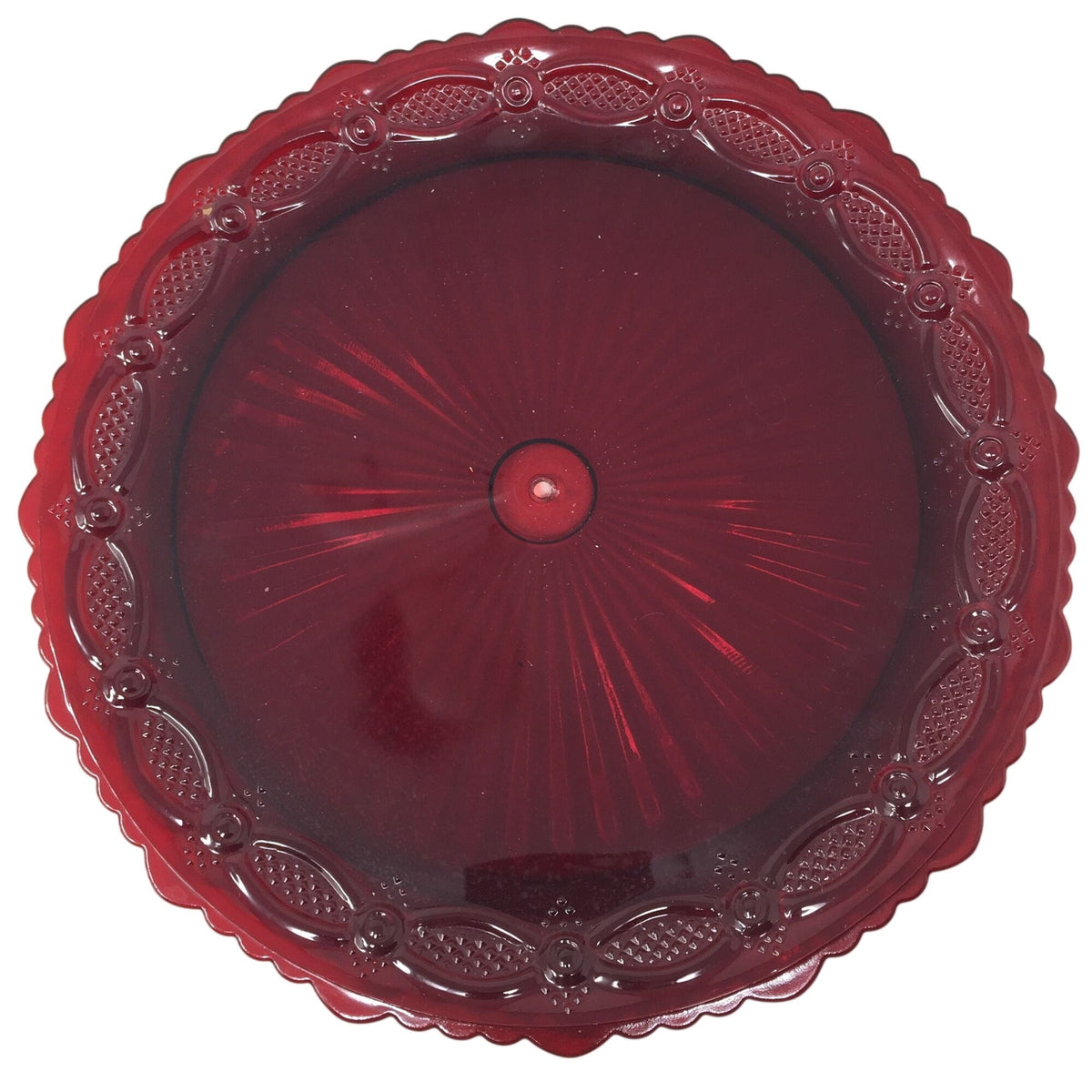 Vintage Avon 1876 Cape Cod Ruby Red Glass Two Tier Server ( Tidbit Tray / Dessert Stand) Avon  A+ Stuff