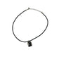 Unisex Black Necklace with Silver & Black Rectangular Pendant