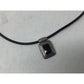 Unisex Black Necklace with Silver & Black Rectangular Pendant