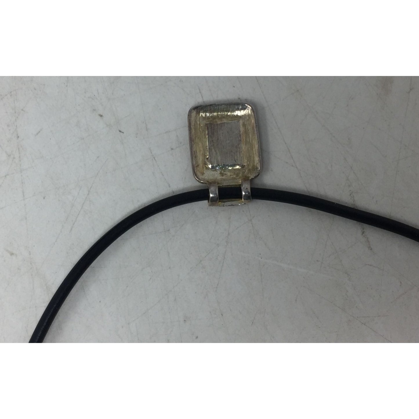 Unisex Black Necklace with Silver & Black Rectangular Pendant