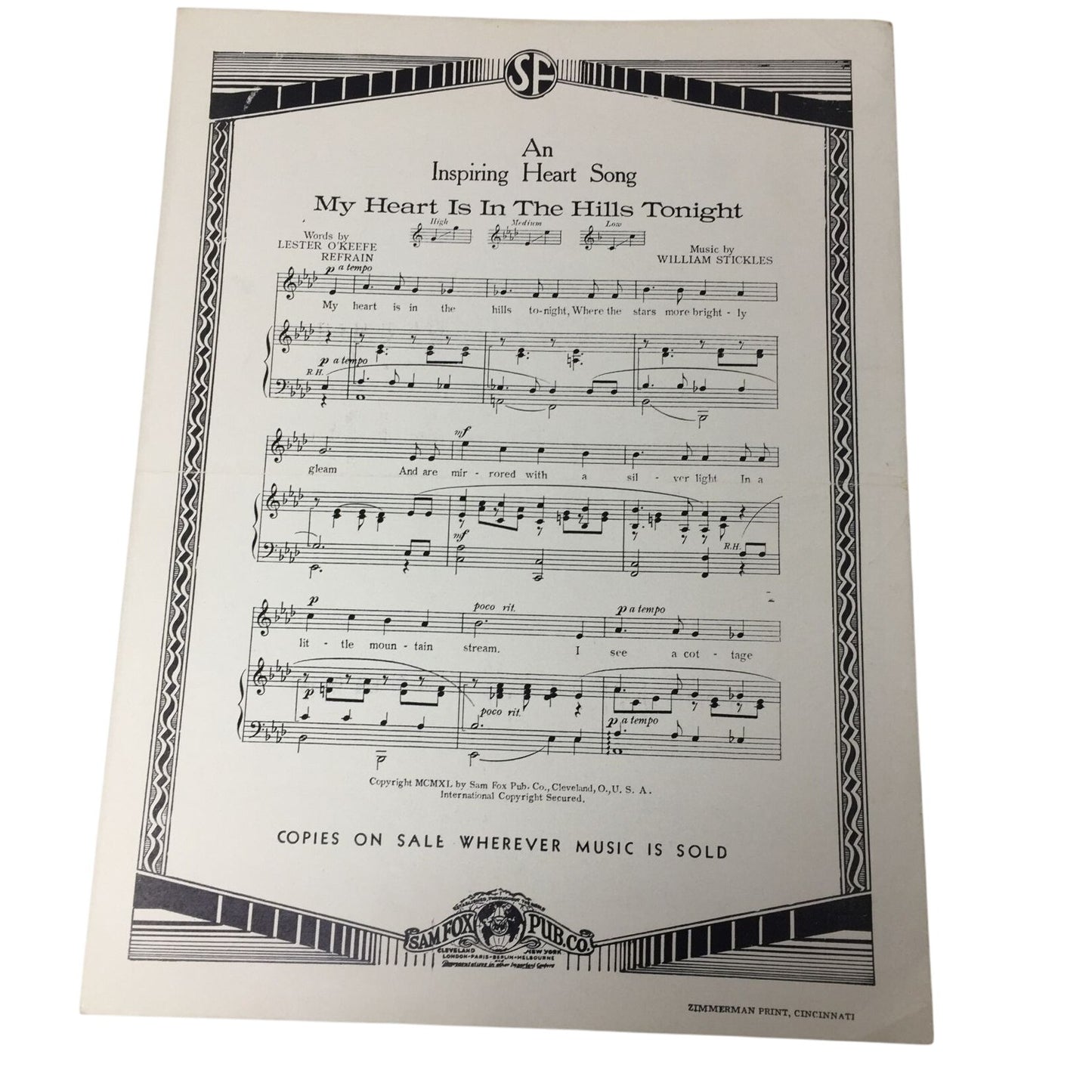 ''GREEN GRASS OF WYOMING'' Words and Music by Mary O'Hara