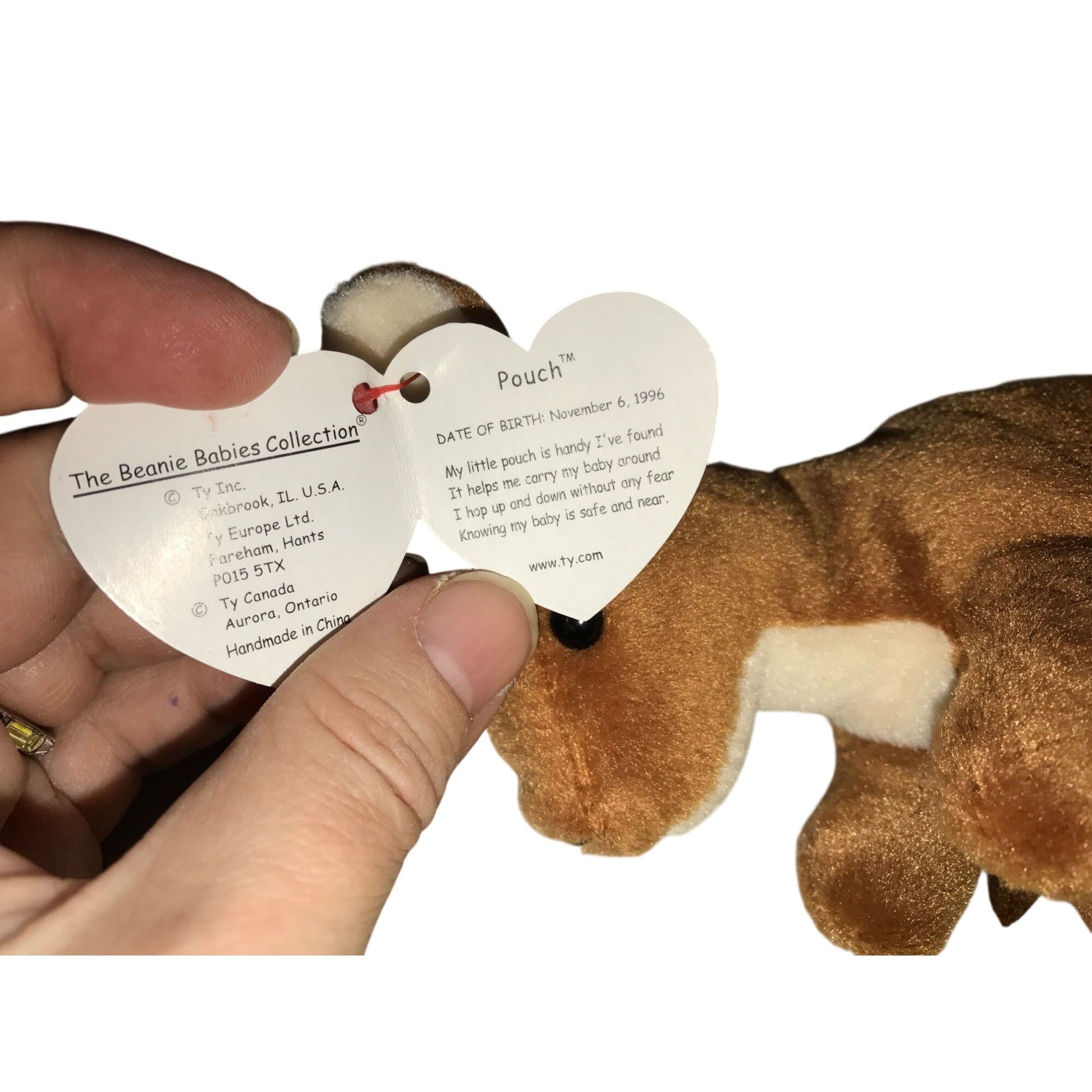 1996 Pouch the Kangaroo Beanie Baby TY Beanie Baby  A+ Stuff Plush Toys / Stuffed Animals