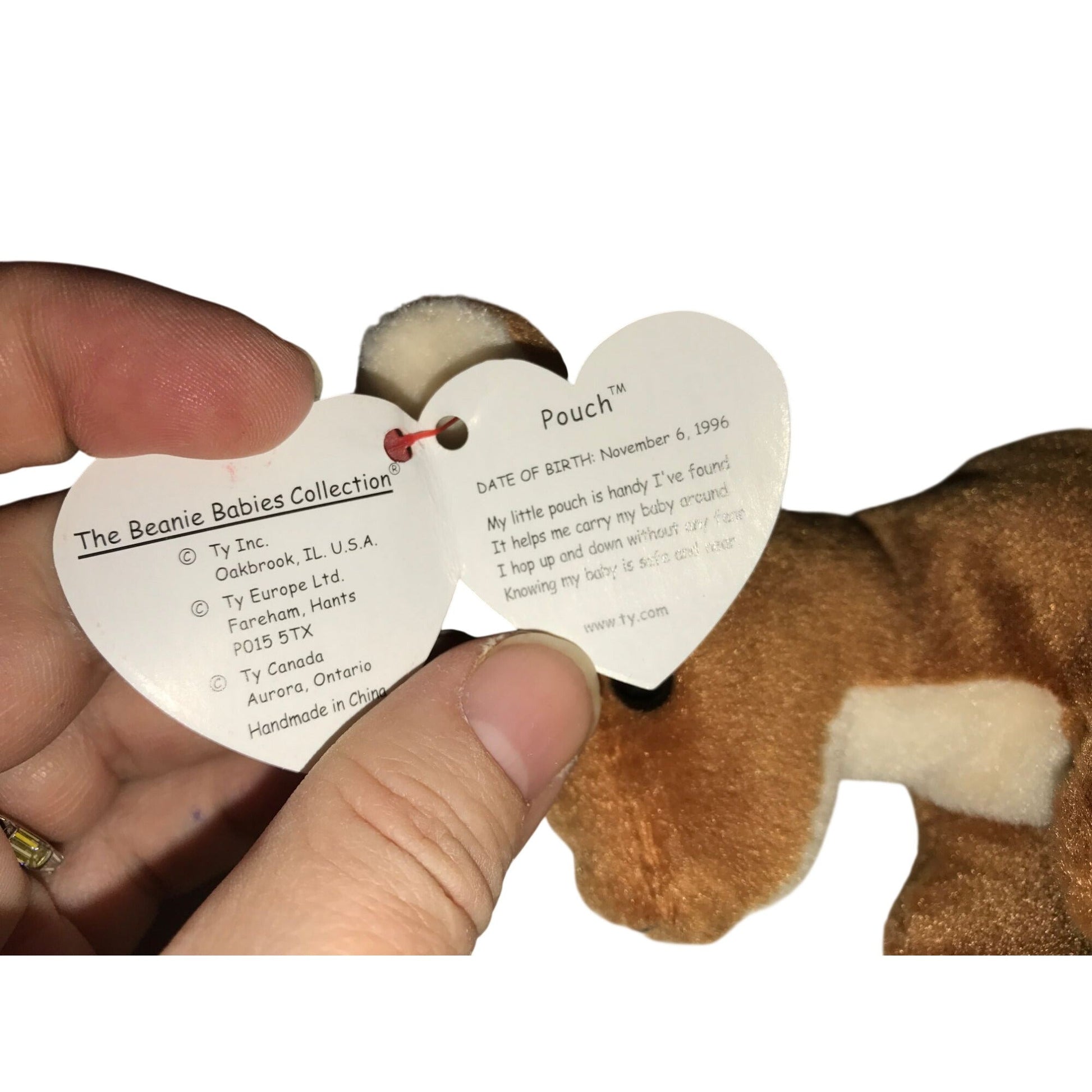 1996 Pouch the Kangaroo Beanie Baby TY Beanie Baby  A+ Stuff Plush Toys / Stuffed Animals