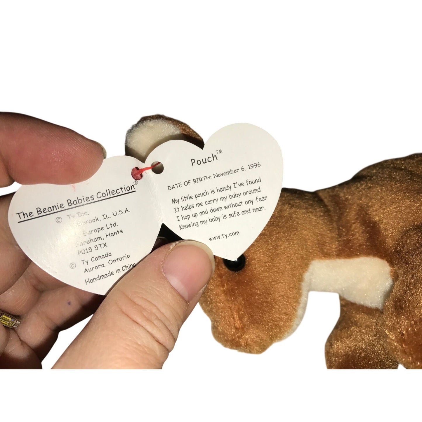 1996 Pouch the Kangaroo Beanie Baby TY Beanie Baby  A+ Stuff Plush Toys / Stuffed Animals
