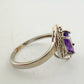 1.11 Carat Amethyst Ring with Diamond Accent - Sterling Silver - Size 7.5