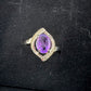 1.11 Carat Amethyst Ring with Diamond Accent - Sterling Silver - Size 7.5