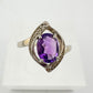 1.11 Carat Amethyst Ring with Diamond Accent - Sterling Silver - Size 7.5