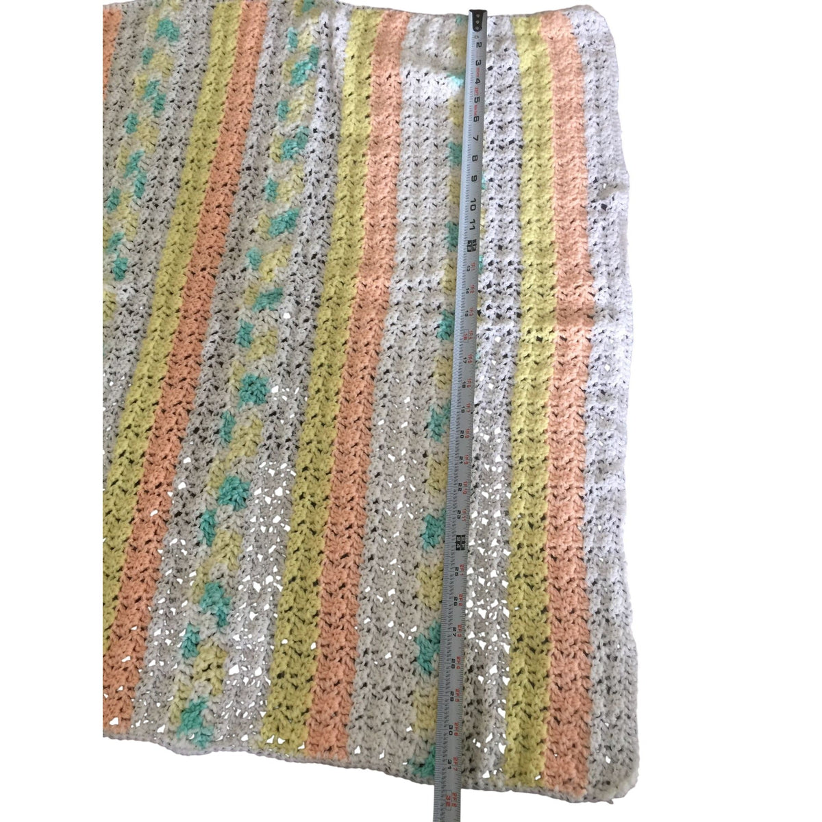 Handmade Crocheted Pastel-Striped Baby Crib Blanket A+ Stuff  A+ Stuff baby blanket