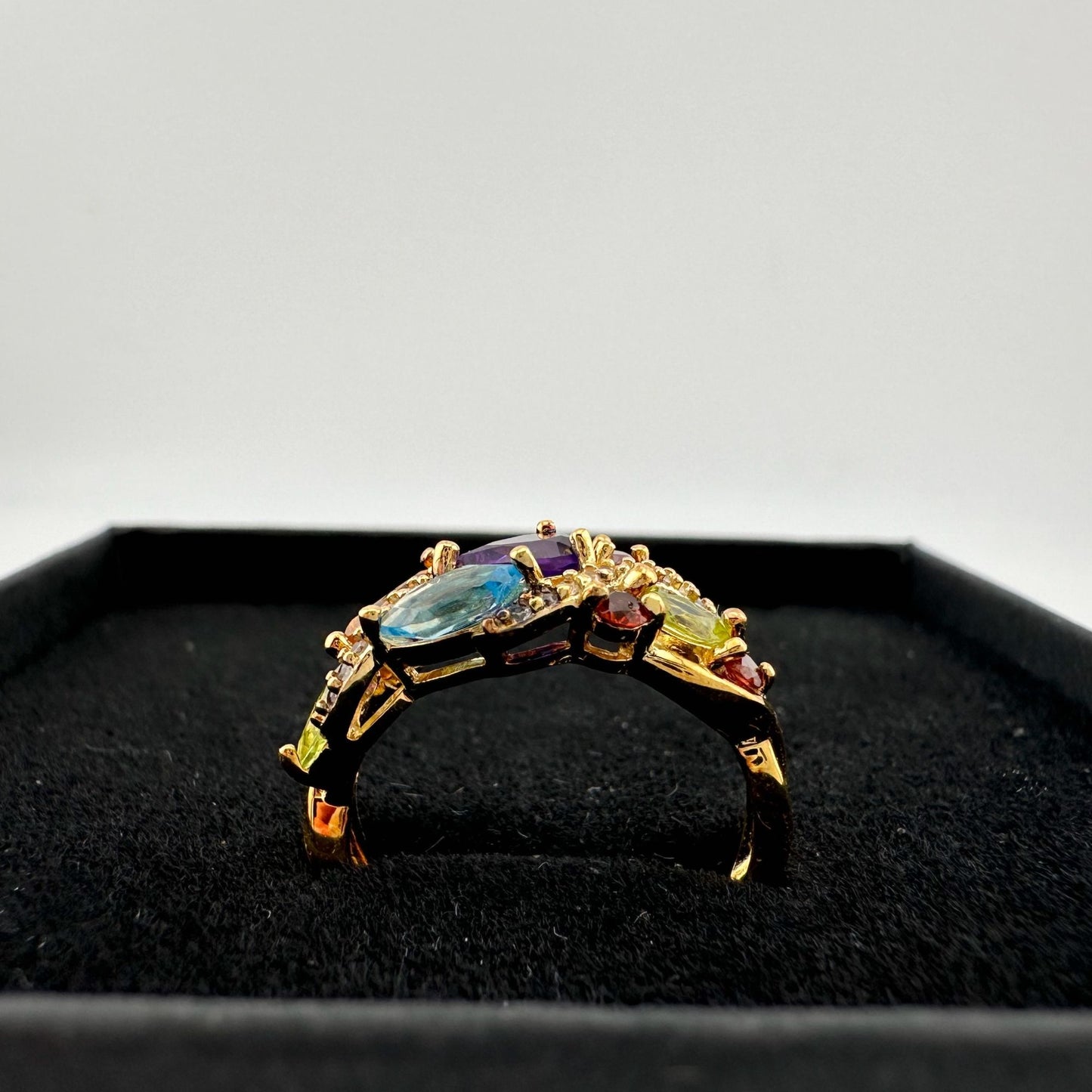 Colorful Gemstone Bouquet Ring in Sterling Silver with 14kt Gold Overlay