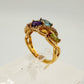 Colorful Gemstone Bouquet Ring in Sterling Silver with 14kt Gold Overlay