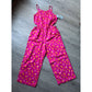 CUTE Girls Jumpsuit - Pink Floral with Small Cutouts at Waist - LARGE (10/12)