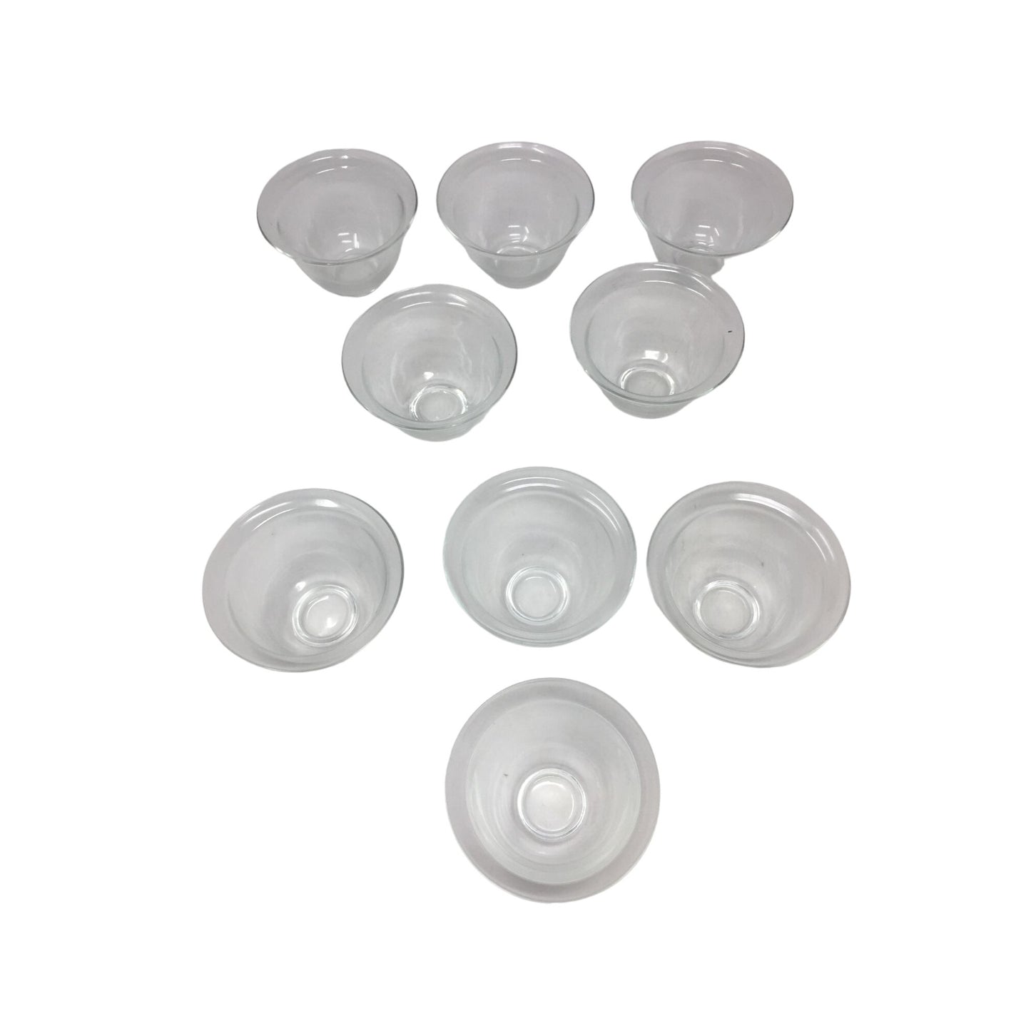 Set of 9 Miniature Clear Glass Bowls/Sauce Cups