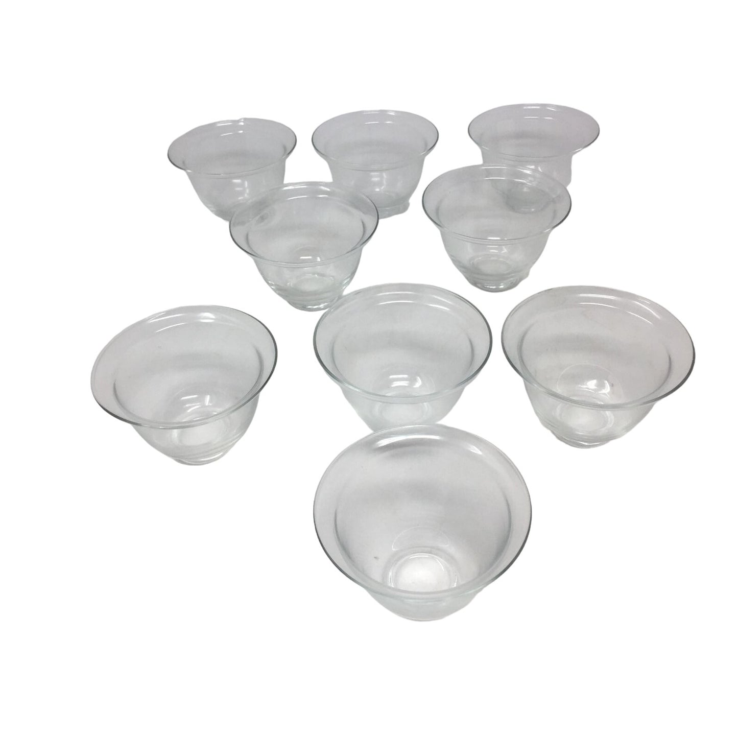 Set of 9 Miniature Clear Glass Bowls/Sauce Cups