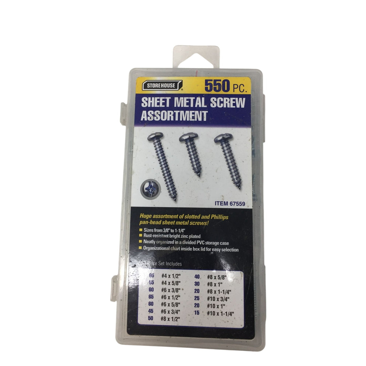 STOREHOUSE Sheet Metal Screw Assortment (550-Piece) Storehouse  A+ Stuff screws and bits
