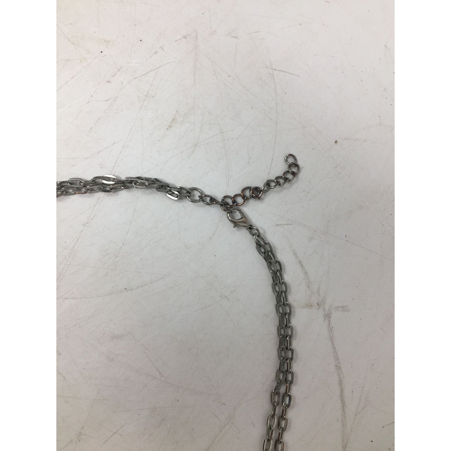 Women's Silver Tone Multi Chain Necklace with Circles