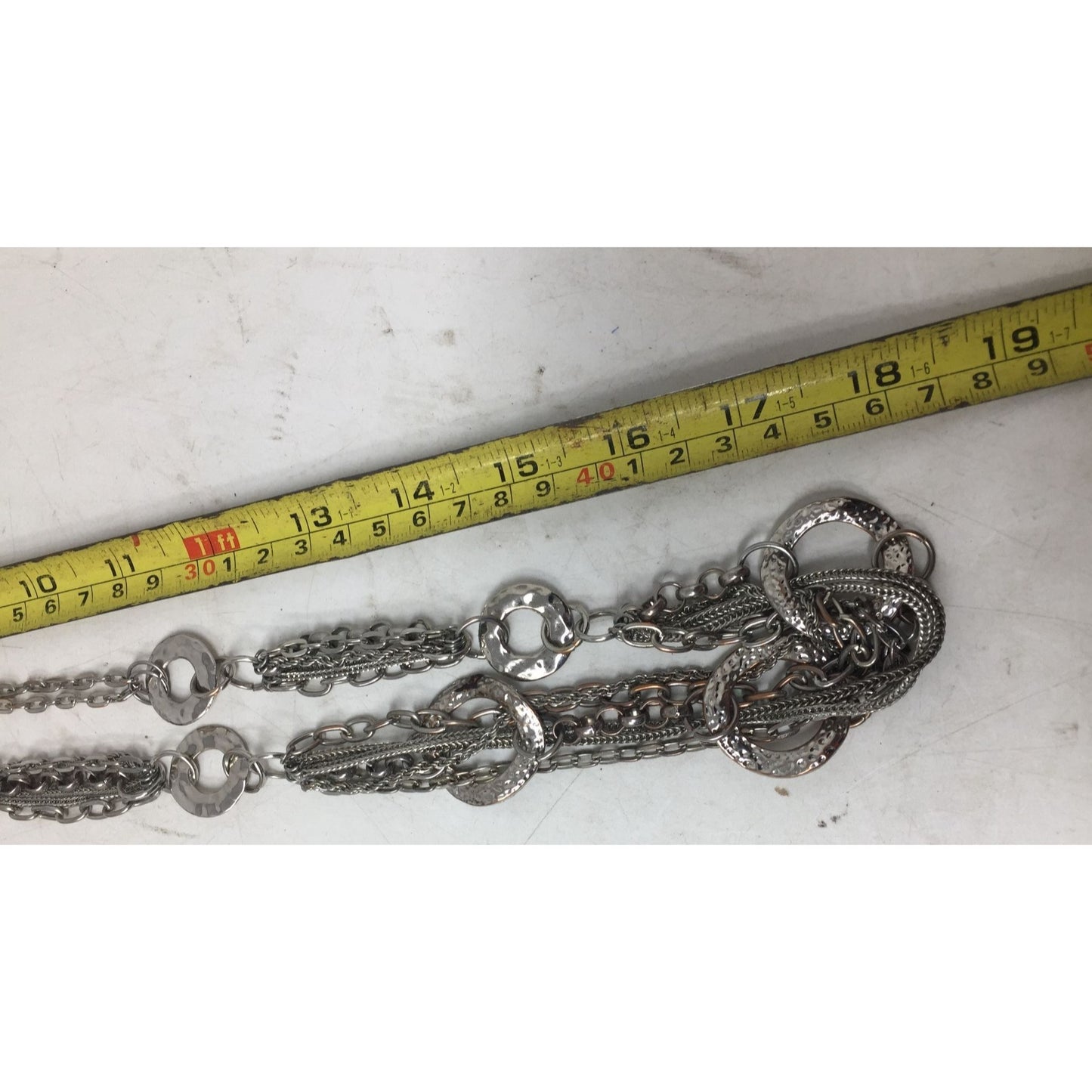 Women's Silver Tone Multi Chain Necklace with Circles