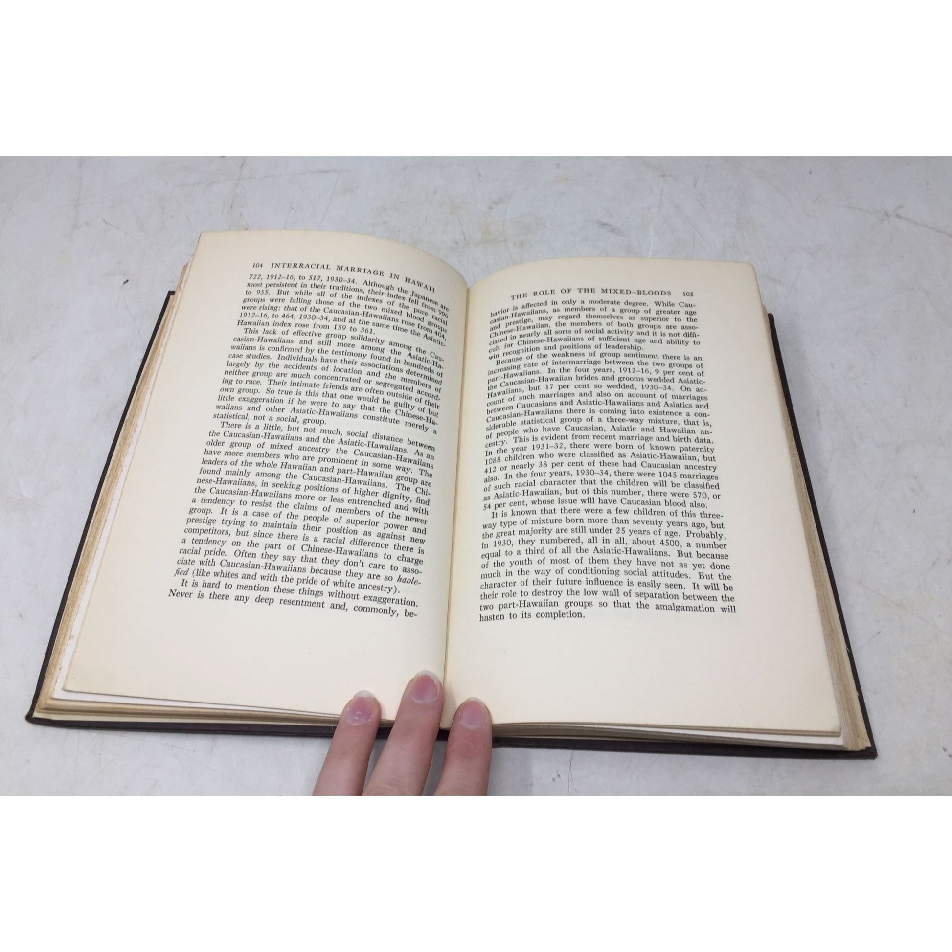 Interracial Marriage in Hawaii: A Study of the Mutually Conditioned Processes of Acculturation and Amalgamation" by Romanzo Adams. unbranded  A+ Stuff Books