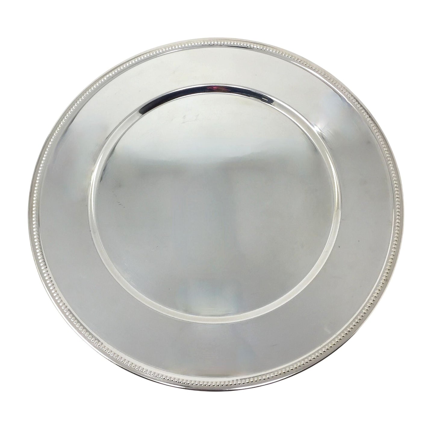 Vintage 11 5/8 "  Chrome Charger Plates - Simple Elegant Beaded Edge - Set of 12 A+ Stuff  A+ Stuff Drinking, Dining & More