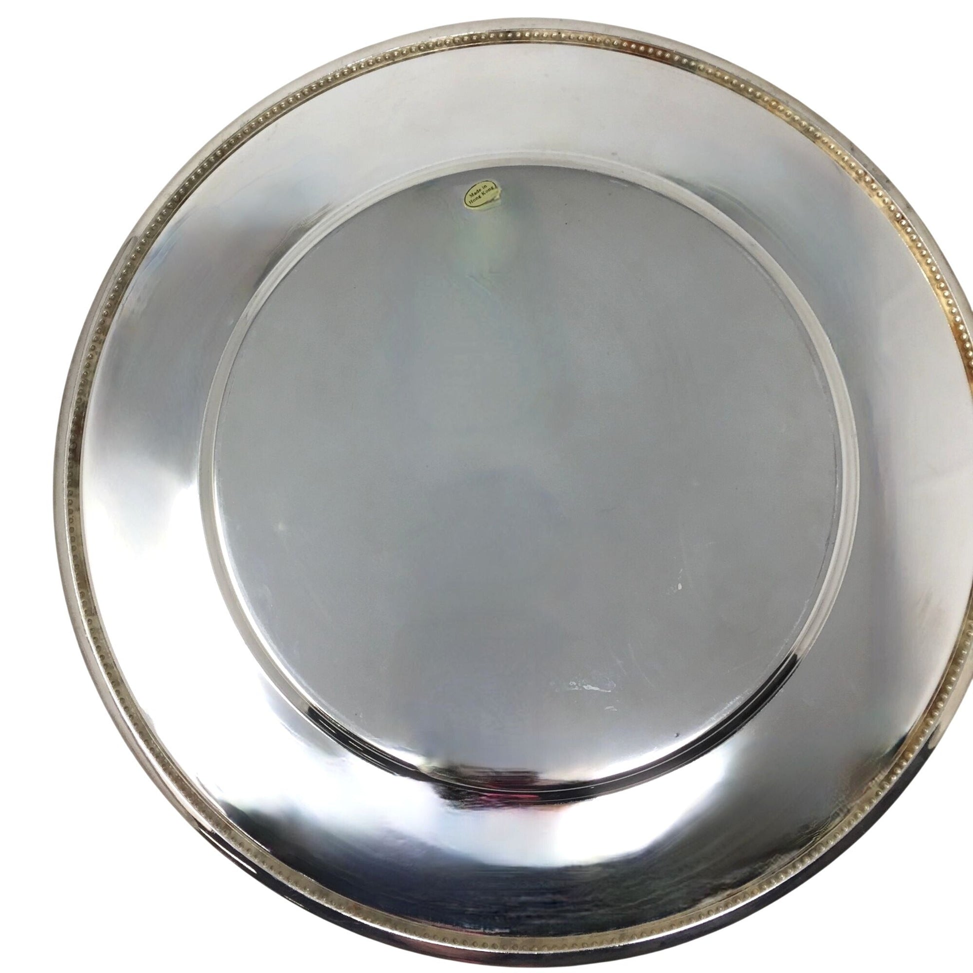 Vintage 11 5/8 "  Chrome Charger Plates - Simple Elegant Beaded Edge - Set of 12 A+ Stuff  A+ Stuff Drinking, Dining & More