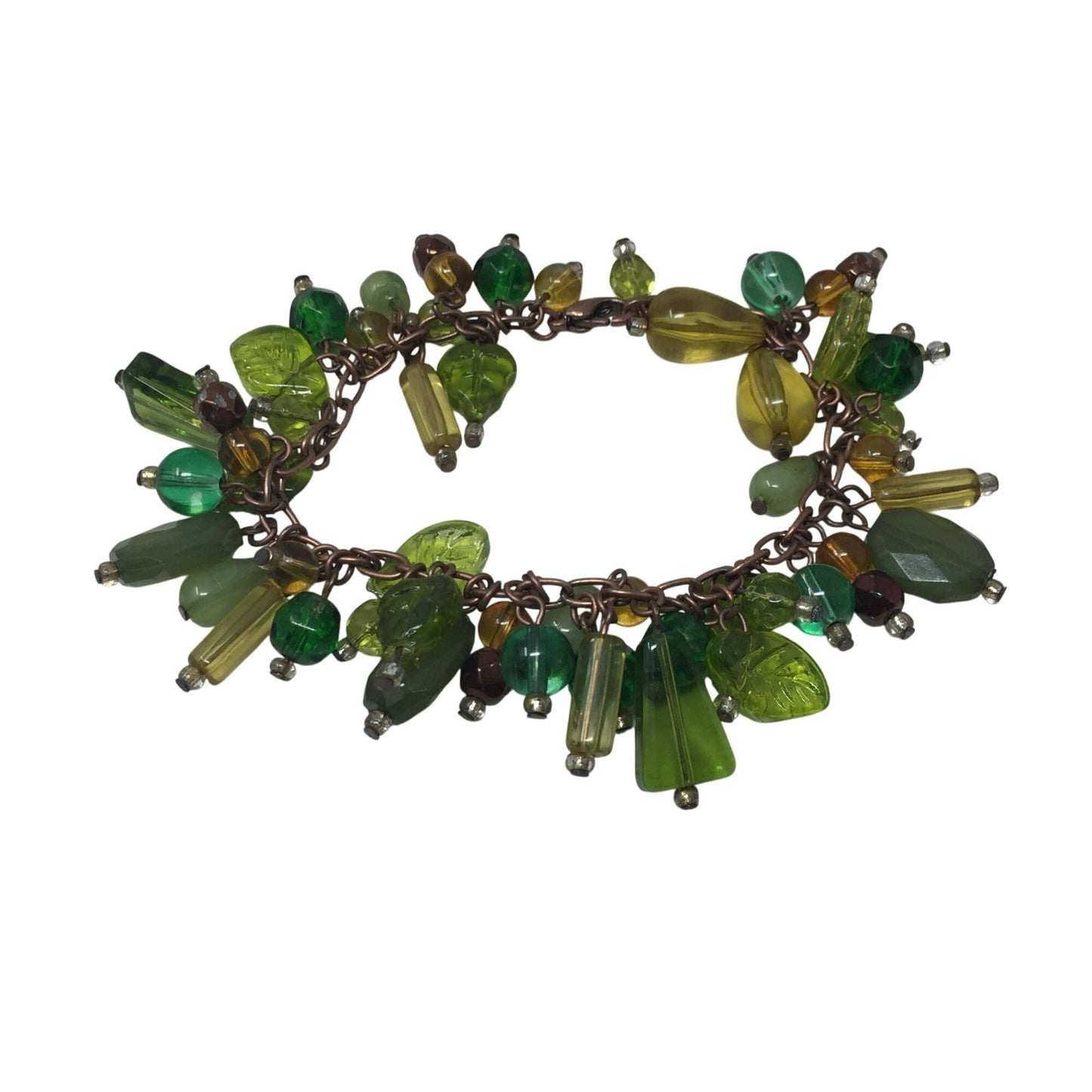 Women's Green Dangly Chunky Charm Bracelet