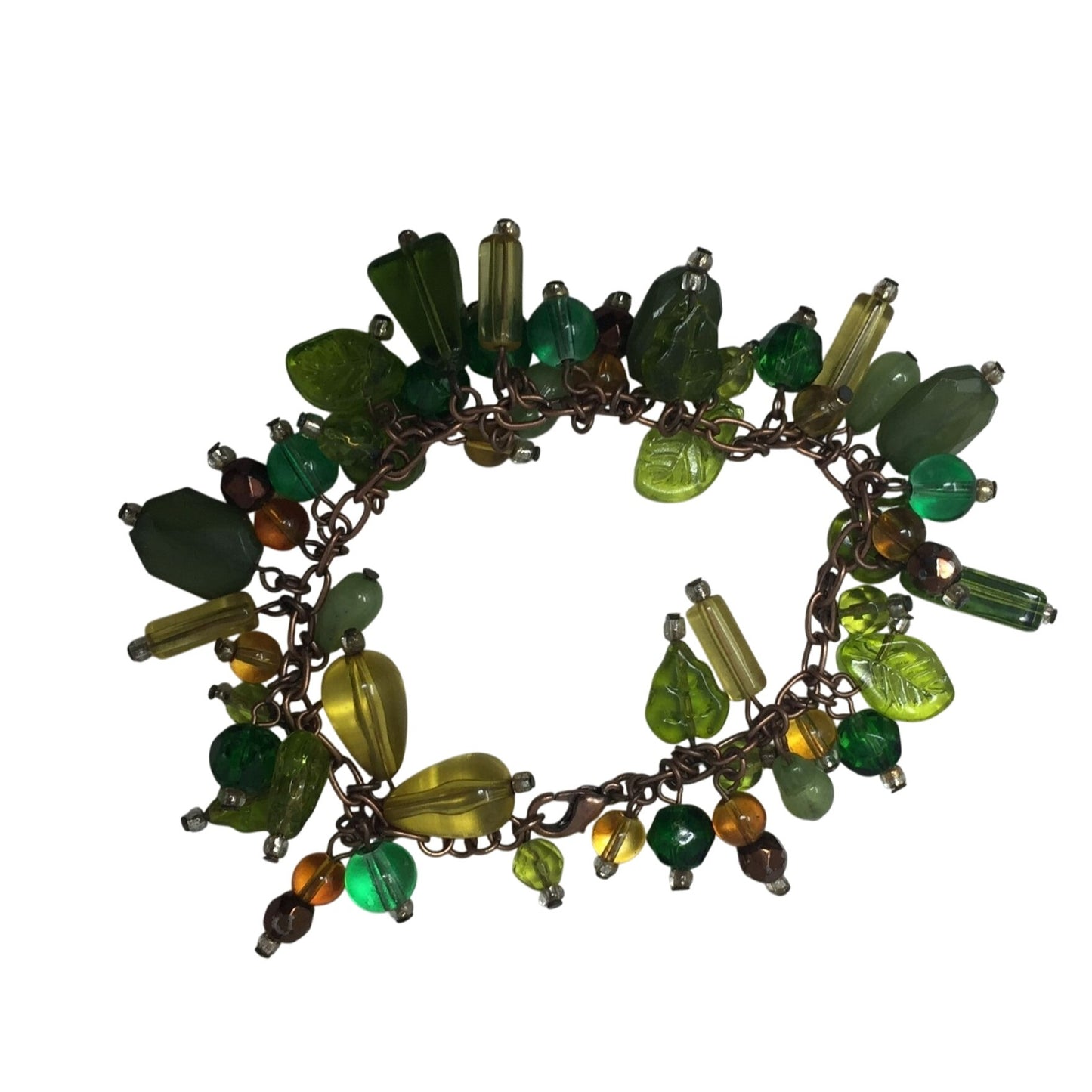 Women's Green Dangly Chunky Charm Bracelet