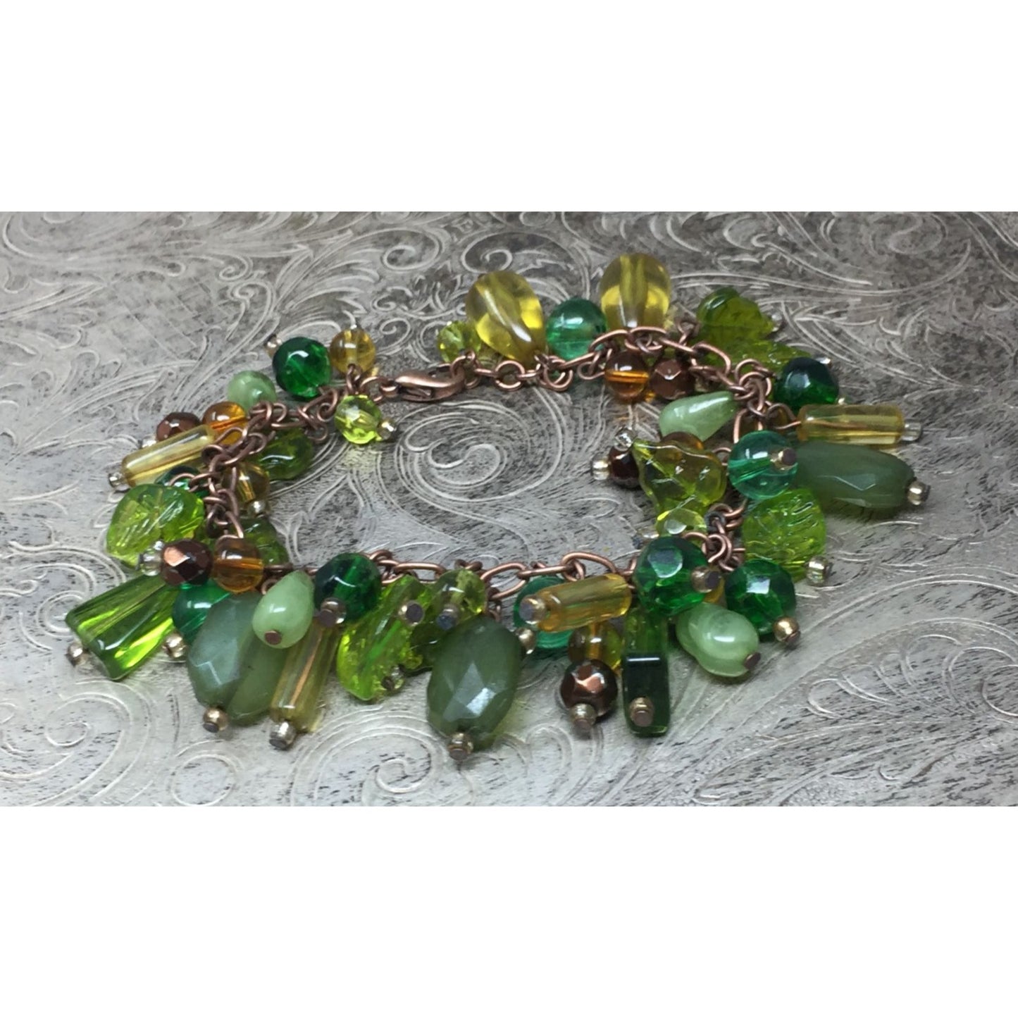 Women's Green Dangly Chunky Charm Bracelet