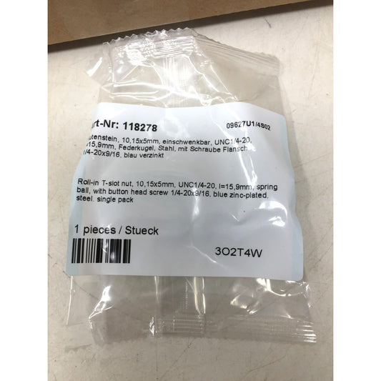 Roll-in T-Slot nut, 10,15x5mm, UNC 1/4-20, I=15,9mm - 09627U1/4S02
