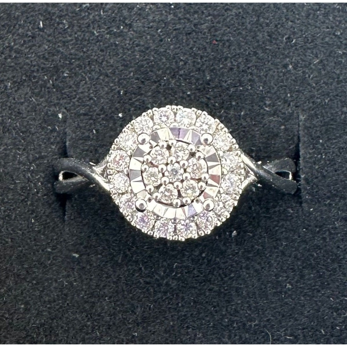 1/4 Ct Lab Grown Diamond Cluster Twisted Shank Ring - SIze 7 - Sterling Silver A+ Stuff  A+ Stuff Diamond Ring