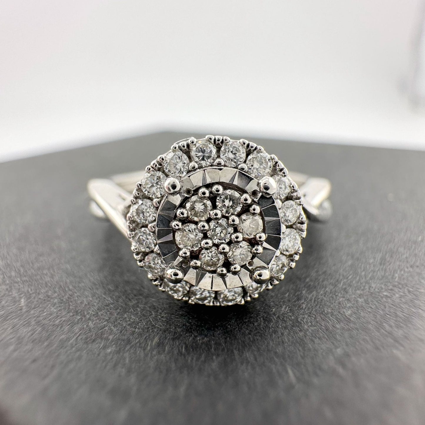 1/4 Ct Lab Grown Diamond Cluster Twisted Shank Ring - SIze 7 - Sterling Silver A+ Stuff  A+ Stuff Diamond Ring