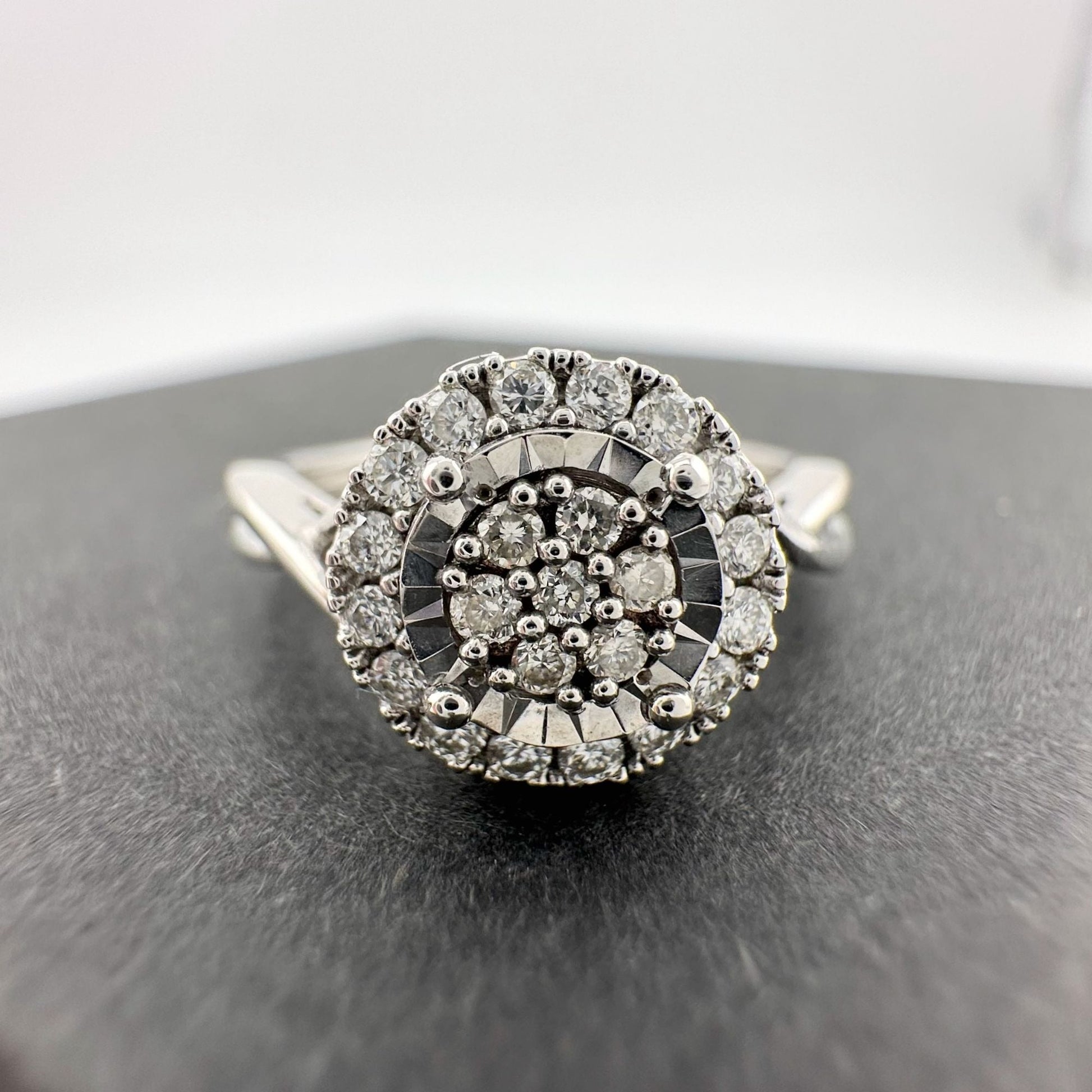 1/4 Ct Lab Grown Diamond Cluster Twisted Shank Ring - SIze 7 - Sterling Silver A+ Stuff  A+ Stuff Diamond Ring