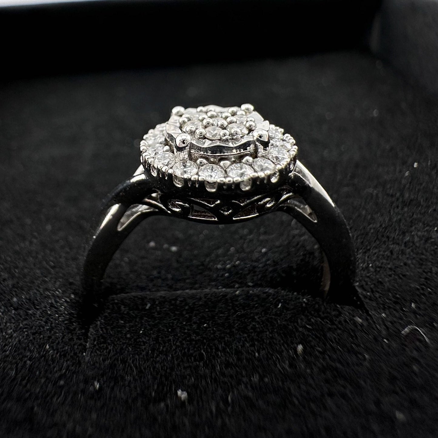 1/4 Ct Lab Grown Diamond Cluster Twisted Shank Ring - SIze 7 - Sterling Silver A+ Stuff  A+ Stuff Diamond Ring