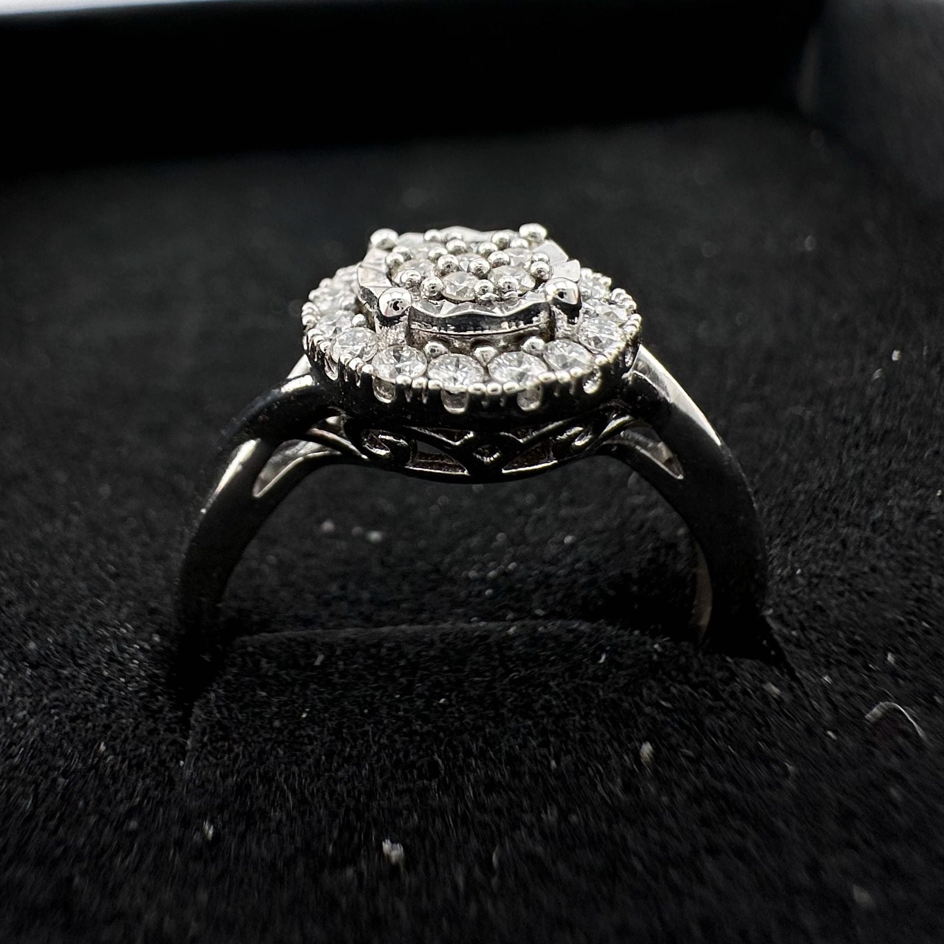 1/4 Ct Lab Grown Diamond Cluster Twisted Shank Ring - SIze 7 - Sterling Silver A+ Stuff  A+ Stuff Diamond Ring