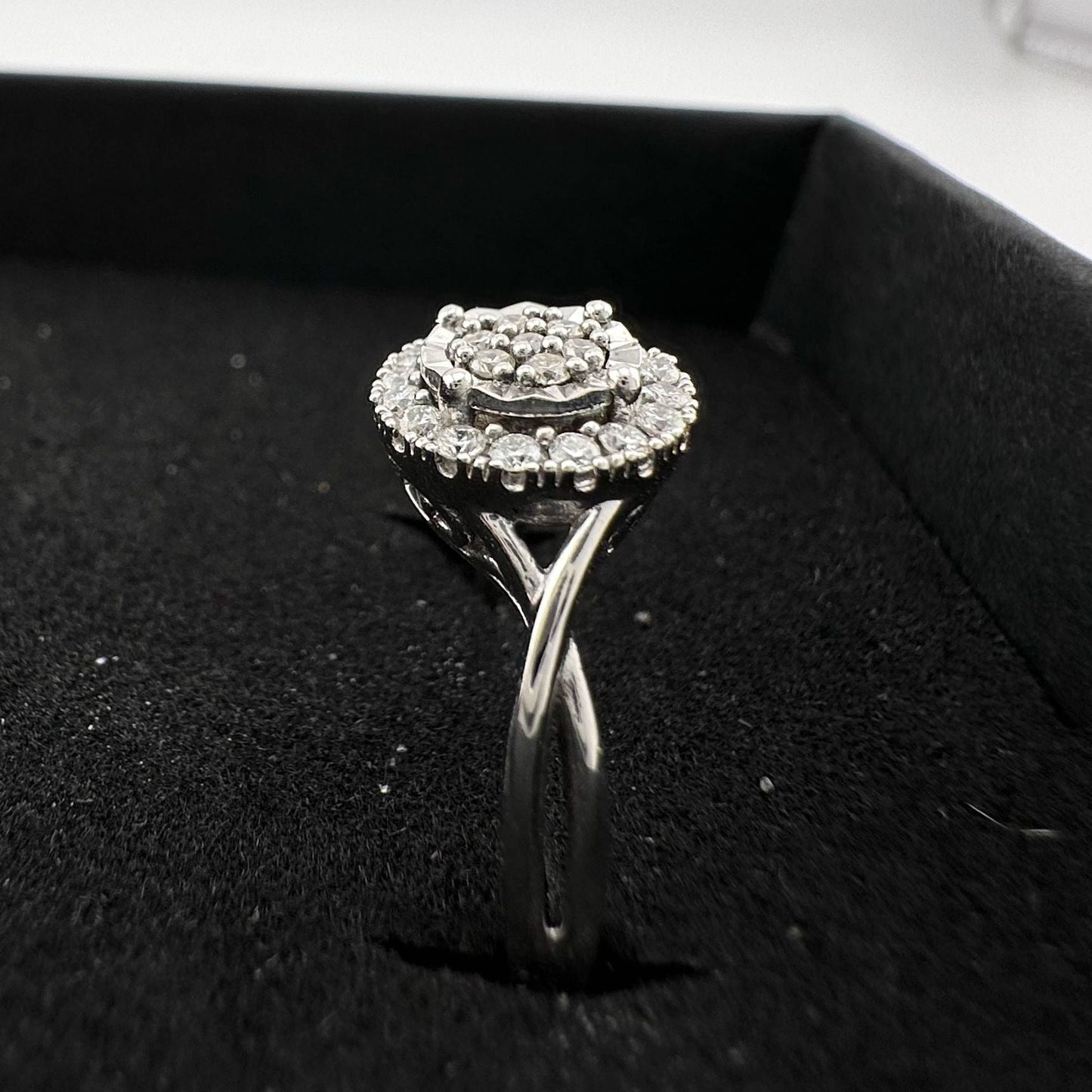 1/4 Ct Lab Grown Diamond Cluster Twisted Shank Ring - SIze 7 - Sterling Silver A+ Stuff  A+ Stuff Diamond Ring