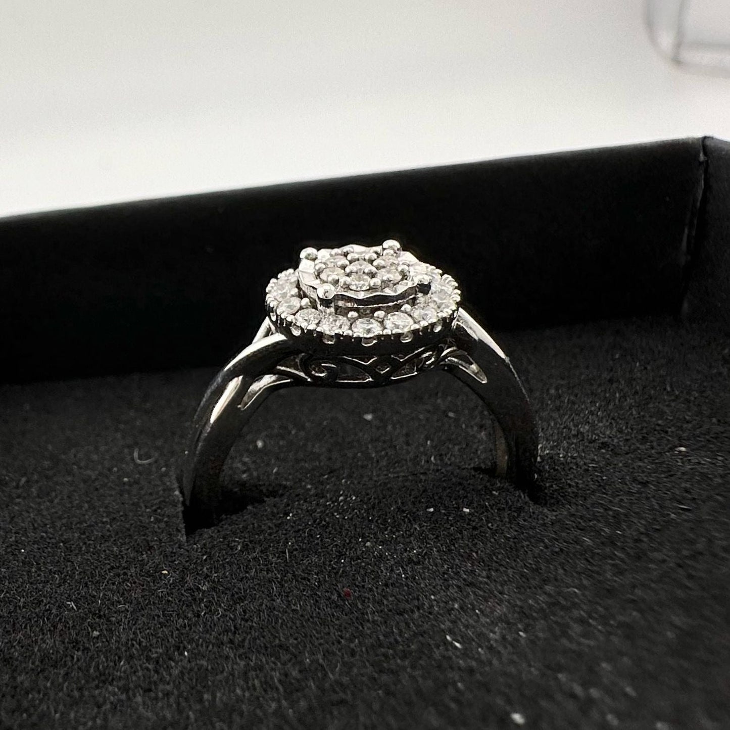 1/4 Ct Lab Grown Diamond Cluster Twisted Shank Ring - SIze 7 - Sterling Silver A+ Stuff  A+ Stuff Diamond Ring